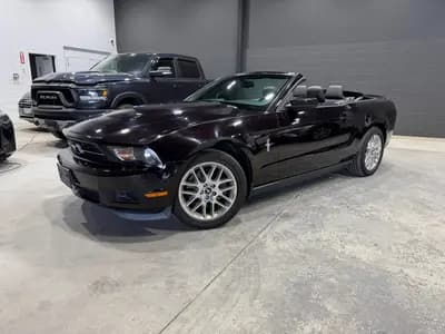 Certified, non-smoker 2012 Ford Mustang Premium 2D Convertible in Black with Burgundy interior