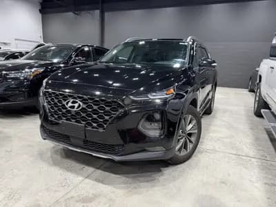 2020 Hyundai Santa Fe Luxury 4D Utility AWD in Black with Gray interior, front three quarter view