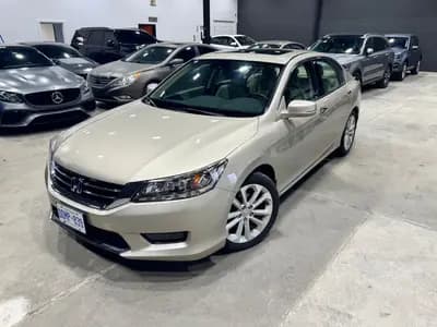 2015 Honda Accord Touring in Gold with White interior, front three quarter view