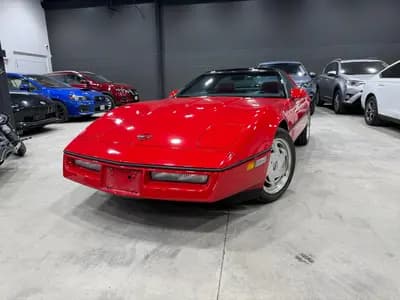 Certified, garage kept, non-smoker 1989 Chevrolet Corvette C4 in Red with Red interior – front exterior view